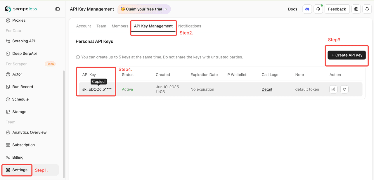 Scrapeless API Key